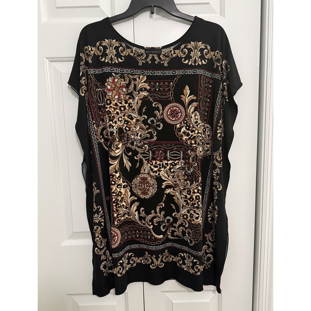 Metaphor Womens Renaissance Baroque Scarf Style Tunic Top Size‎ M Flowy Shirt